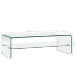 vidaXL Table basse Clair 98x45x31 cm Verre trempé