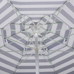 Parasol droit octogonal double toit Ø 220 cm tissu polyester haute densité anti-UV hauteur réglable sac de transport inclus bleu blanc