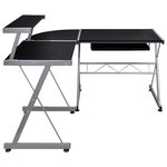 Bureau table poste de travail meuble d'ordinateur informatique étude d'ordinateur d'angle 132 x 112 x 99cm bois d'ingénierie noir 02_0023732