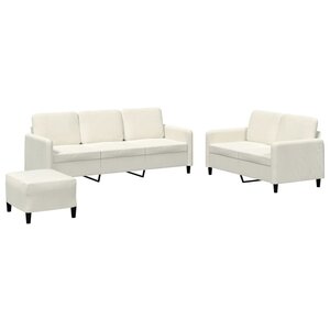 vidaXL Ensemble de canapés 3 Pièces crème velours
