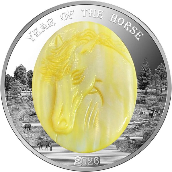 Pièce de monnaie en Argent 25 Dollars g 155.5 (5 oz) Millésime 2026 Lunar Mother Pearl HORSE
