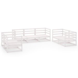 Salon de jardin meuble d'extérieur ensemble de mobilier 7 pièces blanc bois de pin massif 02_0017360