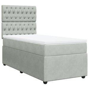 vidaXL Sommier à lattes de lit et matelas Gris clair 100x200cm Velours