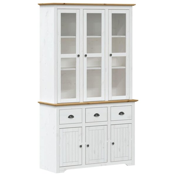 vidaXL Buffet BODO blanc et marron 115 5x43x200 5cm bois massif de pin