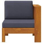 vidaXL Canapé central avec 1 accoudoir Gris foncé Acacia solide