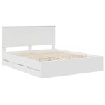 vidaXL Cadre de lit avec tiroir Blanc 160 x 200 cm Bois Ingénierie