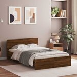 vidaXL Cadre de lit avec tête de lit et LED chêne marron 135x190 cm