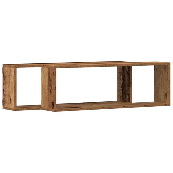 vidaXL Étagère murale avec étagère 2 Pièces Bois ancien 80 x 15 x 26 cm