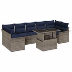 vidaXL Ensemble de canapé de jardin avec coussin 8 Pièces Gris Poly rotin