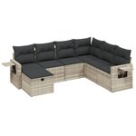vidaXL Salon de jardin avec coussins 7 Pièces gris clair résine tressée