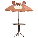 vidaXL Ensemble de bistro avec parasol pour enfants 3 Pièces Marron