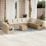 vidaXL Salon de jardin 11 Pièces avec coussins beige résine tressée
