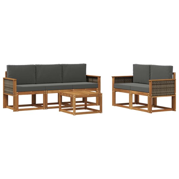vidaXL Ensemble de canapés d'extérieur 6 Pièces Naturel et Anthracite
