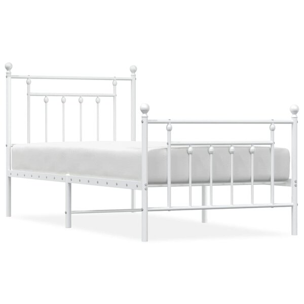 vidaXL Cadre de lit métal avec tête de lit/pied de lit blanc 80x200 cm