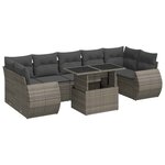 vidaXL Salon de jardin 8 Pièces avec coussins gris résine tressée