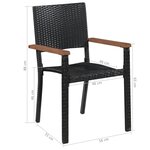 vidaXL Chaise d'extérieur 2 Pièces Résine tressée Noir