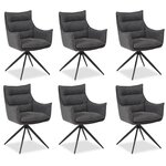 Chaises salle à manger lot de 6 tissu anthracite