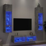 vidaXL Unités murales TV avec LED 6 Pièces gris béton bois d'ingénierie