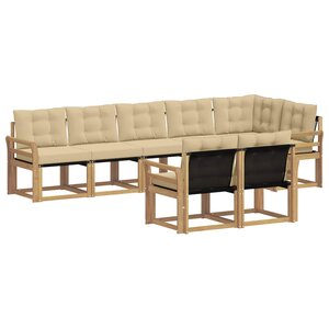 vidaXL Ensemble de canapés d'extérieur 8 Pièces Blanc et Beige