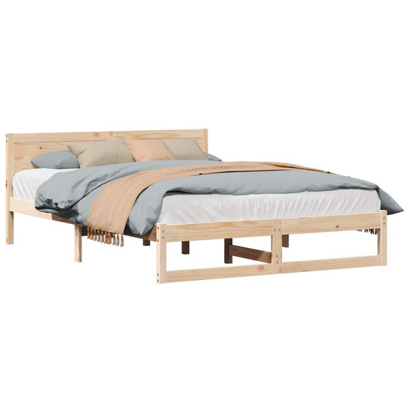 vidaXL Cadre de lit avec tête de lit Naturel 150 x 200 cm Pin massif