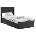 vidaXL Cadre de lit avec rangement et tête de lit Noir 75 x 190 cm