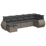 vidaXL Salon de jardin avec coussins 7 Pièces gris résine tressée
