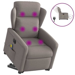 vidaXL Fauteuil inclinable de massage électrique Taupe Tissu