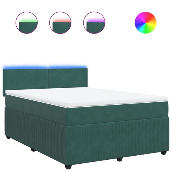vidaXL Sommier à lattes de lit et matelas Vert foncé 140x190cm Velours