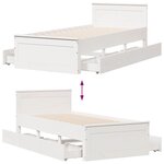 vidaXL Cadre de lit sans matelas avec tête de lit 90x190 cm pin massif