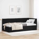 vidaXL Cadre de lit d'angle avec tête de lit Noir 100 x 200 cm tissu