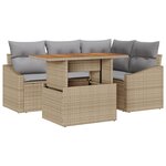 vidaXL Ensemble de salle à manger de jardin 5 pièces avec coussins en poly rotin beige et acacia