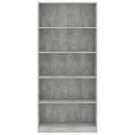 vidaXL Bibliothèque à 5 niveaux Gris béton 80x24x175cm Bois ingénierie