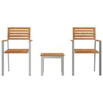 vidaXL EnsembledeRepasdeJardin 3 Pièces Marron Teck massif