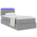 vidaXL Lit avec rangement et LED avec LED Gris clair 90 x 190 cm tissu