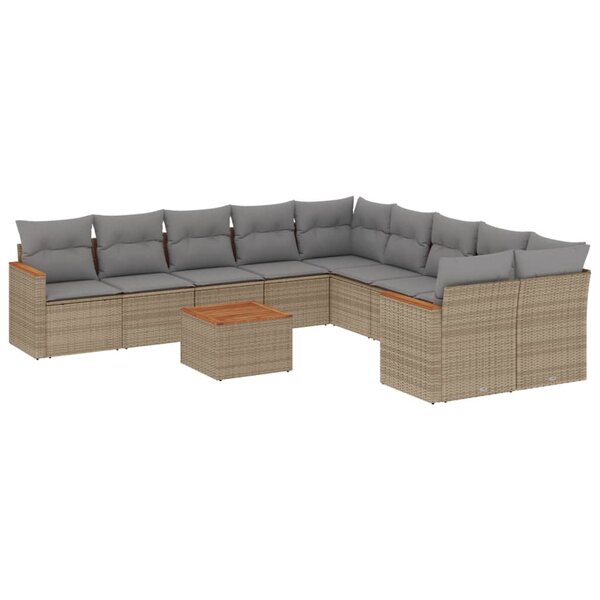 vidaXL Salon de jardin et coussins 11 Pièces mélange beige résine tressée