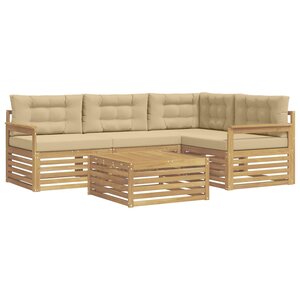 vidaXL Ensemble de canapés d'extérieur 6 pc Blanc et Beige Polyester