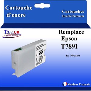 T3AZUR- Cartouche Compatible avec Epson T7891 T7911 remplace Epson WorkForce Pro WF-5110DW WF-5190DW WF-5620DWF WF-5690DWF Noire
