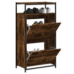 vidaXL Armoire à chaussures chêne fumé 60x34x112 cm bois d'ingénierie