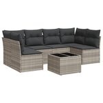 vidaXL Salon de jardin avec coussins 7 Pièces gris clair résine tressée