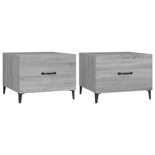 vidaXL Tables basses avec pieds en métal 2 Pièces Sonoma gris 50x50x40 cm