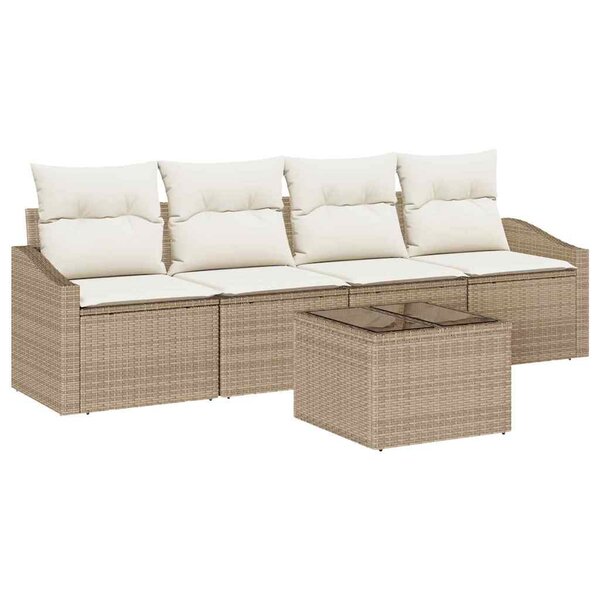 vidaXL Ensemble de canapé de jardin 5 Pièces Beige  Crème 55 x 55 x 37 cm