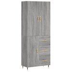 vidaXL Buffet haut Sonoma gris 69 5x34x180 cm Bois d'ingénierie