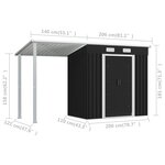 vidaXL Abri de jardin avec toit étendu Anthracite 346x121x181 cm Acier