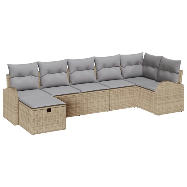 vidaXL Ensemble de canapé de jardin 7 Pièces beige et gris clair