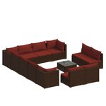 vidaXL Salon de jardin 13 Pièces avec coussins Marron Résine tressée
