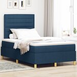vidaXL Lit à ressorts avec matelas bleu double petit en tissu