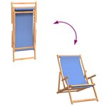 vidaXL Chaise de plage pliable Bois de teck solide Bleu