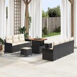 vidaXL Ensemble de canapé de jardin 10 Pièces Noir polyrotin