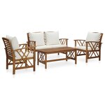 vidaXL Salon de jardin 4 Pièces avec coussins Bois d'acacia solide