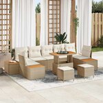 vidaXL Ensemble de canapé de jardin avec coussin 10 Pièces Beige  Crème